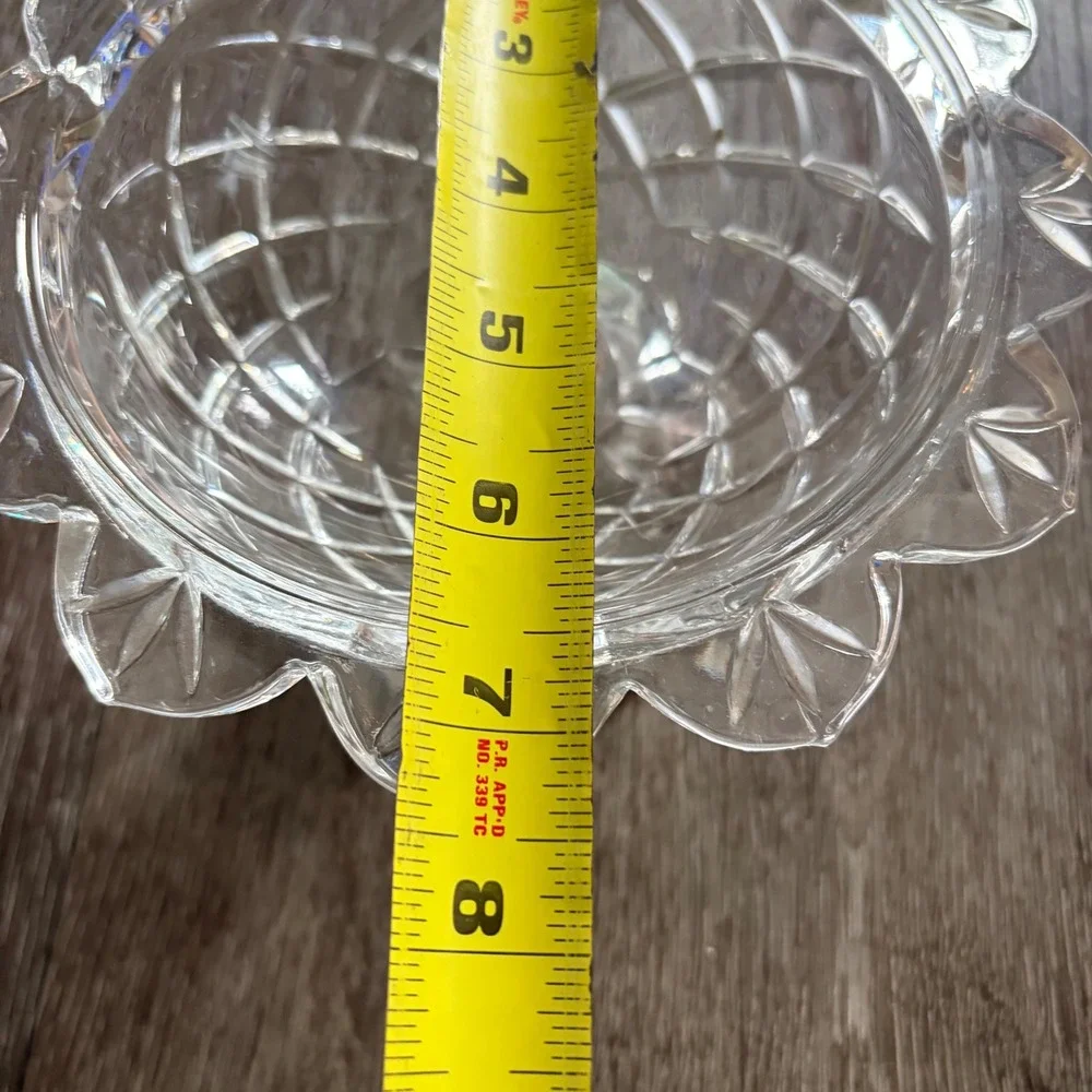 Teleflora 24% Lead Crystal Compote Pedestal Dish USA Diamond Cut 4.5 inch Bowl